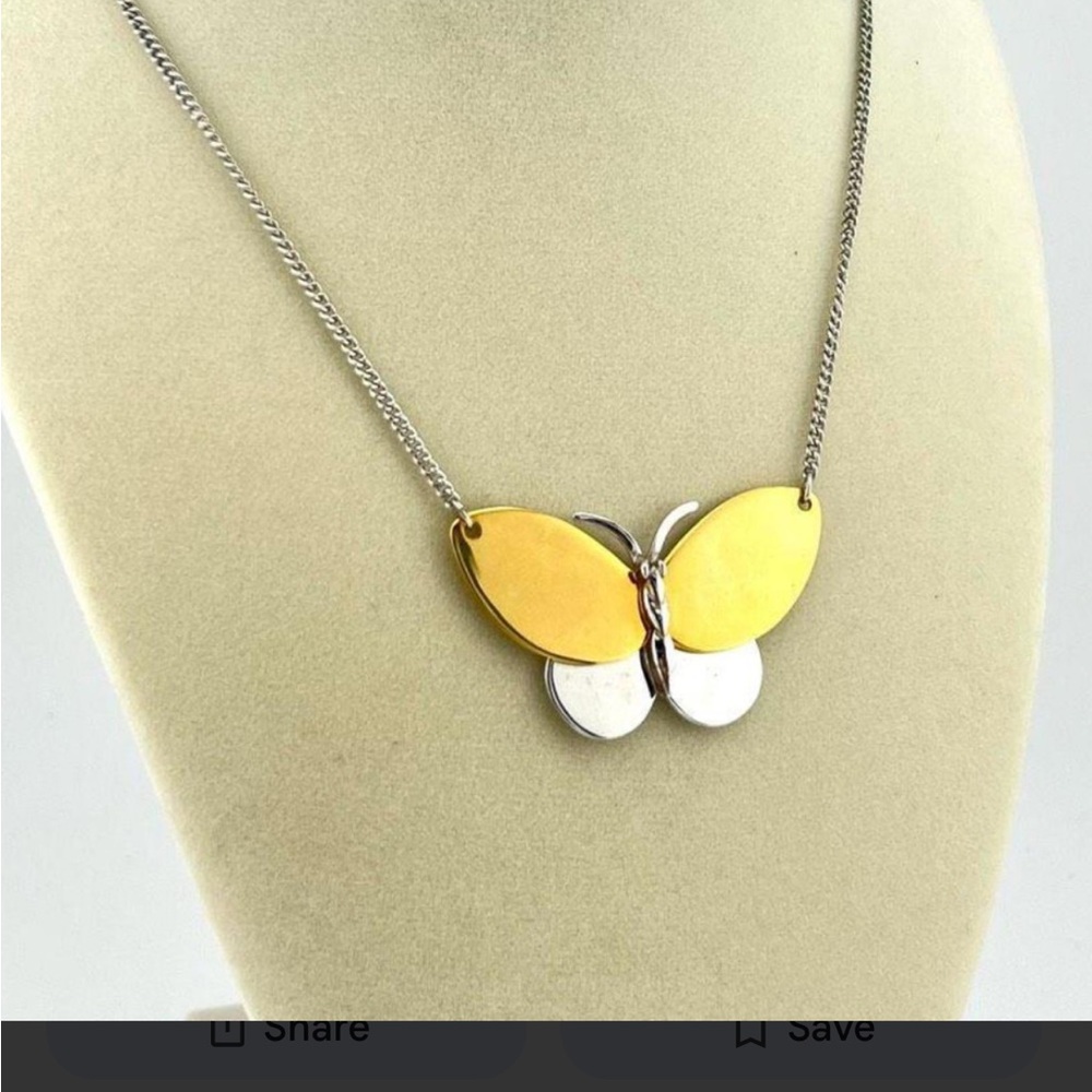 Gold and Silver Butterfly Pendant Necklace